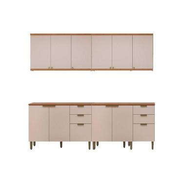 Imagem de Kit Cozinha Modulada 4 Peças Selene (2balcões+2aéreos) Cp21 Jequitiba-off White Fosco - Linea Brasil