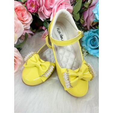 Imagem de Sapatilha Flor di Mila Amarela com Pérolas para Meninas - FlorDiMila, 
