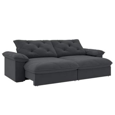 Imagem de Sofá Retrátil e Reclinável 4 Lugares 2,60m Slim Amsterdã Cinza