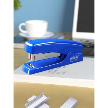 Imagem de Grampeador, mesa, grampeadores duráveis portáteis de escritório, material de escritório, capacidade para 20 folhas, antiderrapante (azul)