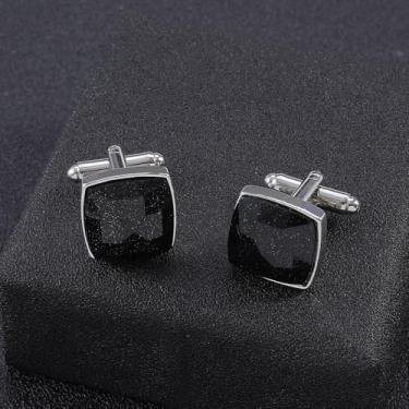 Imagem de Abotoaduras florais pretas elegantes joias formais elegantes presente para homens e mulheres