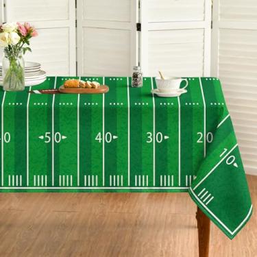 Imagem de Capa de mesa retangular de poliéster lavável com tema de futebol e dia de jogo, 152 × 264 cm, para festa de casamento, piquenique, banquete, jantar, decoração
