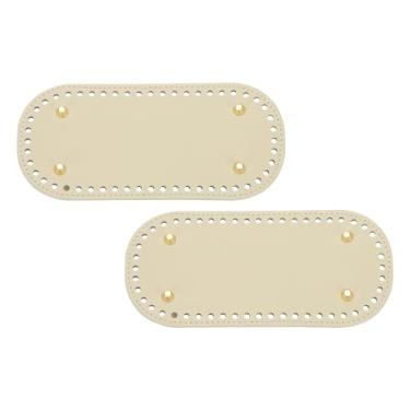 Imagem de Generic 2 peças de fundo de saco de crochê, 9,9 cm x 22,1 cm oval bolsa de couro inferior com furos bolsa de crochê base de almofada para bolsa de mão faça você mesmo, suprimentos para fazer bolsas