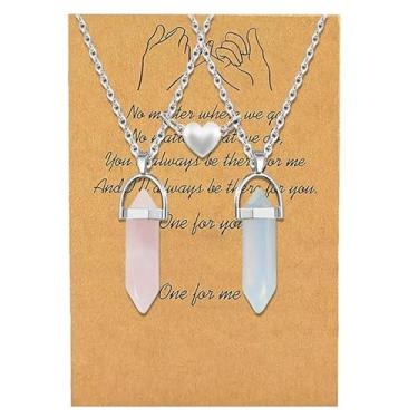 Imagem de Colar de amizade para mulheres, cristais de cura combinando com coração, joia para melhor amiga para ela, Medium, Latão, Sem Pedra Preciosa