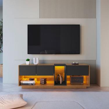 Imagem de Rack para TV até 55 Polegadas Violet com LED 3 Gavetas Mel e Grafite