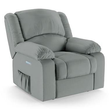 Imagem de Poltrona Do Papai Reclinável Melim Elétrica Led Pu Cinza Fh1 - D'rossi