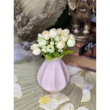 Imagem de Buquê de Mini Tulipa Artificial com 5 Galhos e 15 Flores – Decoração de Casamento, Casa e Festas(Branco com Creme)