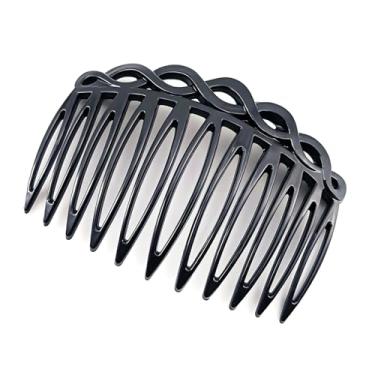 Imagem de Pentes laterais de cabelo, grampo de garfo, prendedor de cabelo, alfinete de cabelo para coque, pentes de cabelo em forma de U para acessórios de cabelo vintage (6 peças preto)