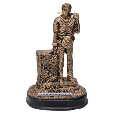 Imagem de Companheiro Maçonaria Imagem Escultura Resina Dourado 17 cm - M3 Decor