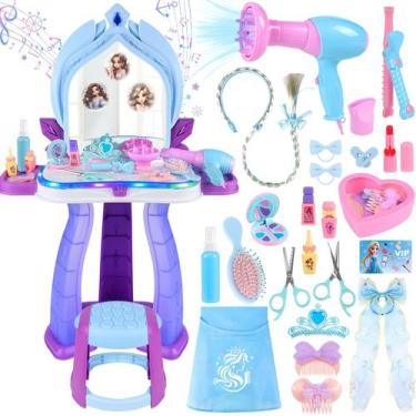 Imagem de Conjunto de maquiagem infantil Princess Vanity Set FHOZGECY de 3 a 5 a