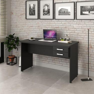 Imagem de Mesa Escrivaninha De Escritório 1,20m Tampo 30mm C-02gavetas Preto ônix