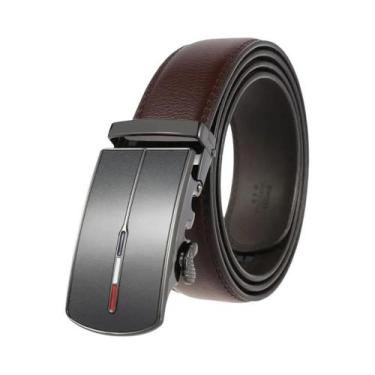 Imagem de Cinto De Couro Luxuoso Masculino Com Fivela Automática Em Couro De Vac