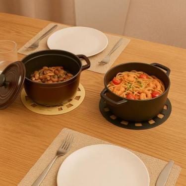 Imagem de Descanso De Panela Redondo 2 Em 1 Suporte Silicone Protetor Mesa Calor