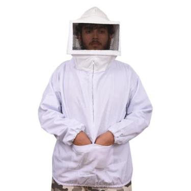 Imagem de Jaleco Em Brim Apicultor Com Máscara E Chapéu Branco T.unico - zatti