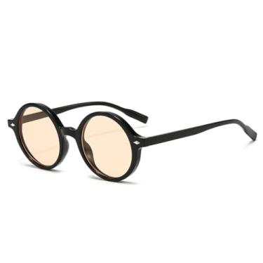 Imagem de VFDHN Óculos de sol redondos retrô femininos, moda leopardo, azul, degradê, uv400, masculino, punk (preto champanhe)