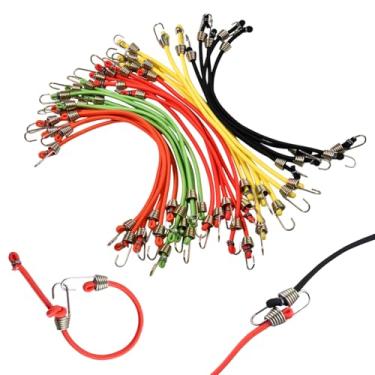 Imagem de Pacote com 30 cabos elásticos pequenos com ganchos 25,4 cm de borracha resistente, alças curtas para acampamento ao ar livre, tendas de bagagem, lonas, bicicletas, trailers, à prova de intempéries e