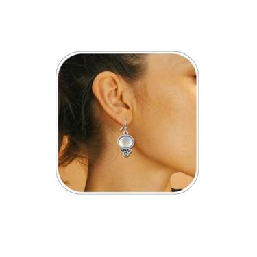 Imagem de Brincos vintage boêmios para mulheres, turquesa, pedra da lua, brincos pendentes, joias étnicas vintage, presente, One Size, Metal, Sem pedra preciosa