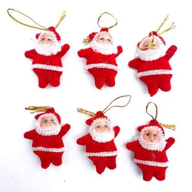 Imagem de 6 peças de enfeite de Papai Noel, decorações de árvore de Natal
