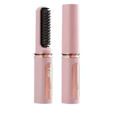 Imagem de Escova alisadora elétrica Portátil com display LCD Tecnologia de íon negativo(Rosa)