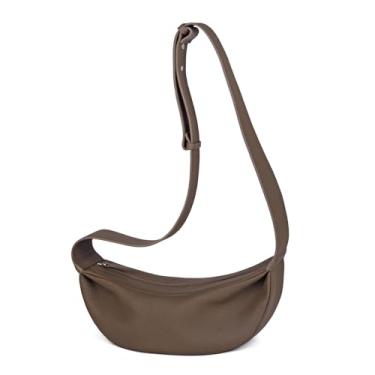 Imagem de DONNAIN Bolsa tiracolo feminina de couro legítimo, estilo minimalista, casual, com alça larga, Elefante cinza