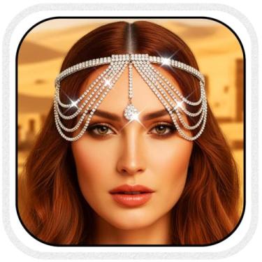 Imagem de Kilshye Tiaras de casamento com strass, acessórios de cabelo de cristal para noivas, bijuterias elegantes para mulheres (prata)