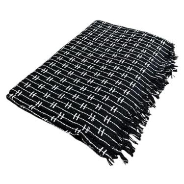 Imagem de Manta Tijolinho para Sofá Grande Gigante 2,40 x 1,80(Preto c/branco)