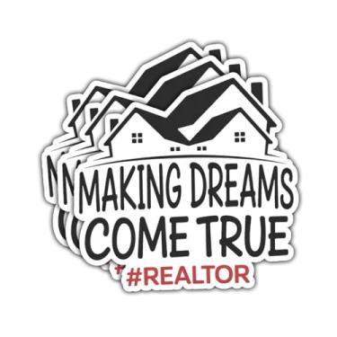 Imagem de Adesivos de corretor de imóveis Making Dreams Come True (3 peças - 7,6 cm), adesivos engraçados de vinil imobiliário, presentes para agentes, corretores, compradores de casa, vendedores, para laptop