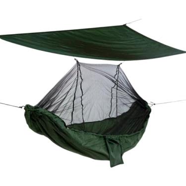 Imagem de Rede de Camping Safo com Mosquiteiro e Teto de Proteção – Nylon Poliéster, Zíper Duplo, Bolso Lateral, Costura Reforçada, Ultralight, Suporta 120kg – Ideal para Trilhas Trekking (VERDE)