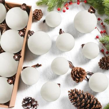 Imagem de Lavwix 24 bolas de Natal de veludo a granel, 8 cm/7 cm/6 cm, enfeites de bola de árvore de Natal flocados, enfeites decorativos de Natal para pendurar para árvore de Natal, decoração de festa em casa