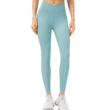 Imagem de Leggings Espovas Femininas Meia-Calça de Ioga Com Bolsos Calças Caneladas Para Treino Corrida Academia