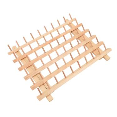 Imagem de SUNGOOYUE 60 Carretéis Suporte de Linha de Madeira Organizador de Costura Bordado Rack de Linha Decoração de Sala Madeira de Pinho