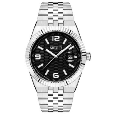 Imagem de relógio masculino pulseira de aço inoxidável quartzo à prova d´agua casual