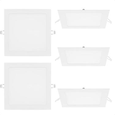 Imagem de Kit 5 Painel De Led Quadrado Embutir 12W Bivolt Taschibra