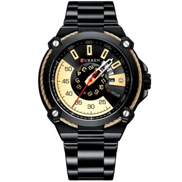 Imagem de Relógio De Quartzo Masculino Casual Criativo à Prova D´agua Em Aço Inoxidável Preto