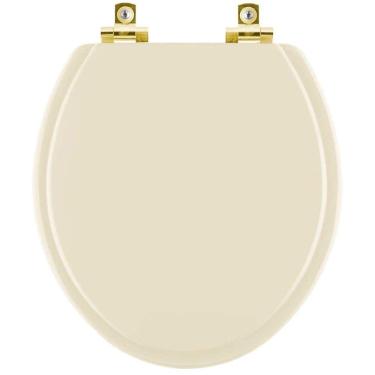 Imagem de Assento Sanitário Soft Close Twister Marfim Para Vaso Hervy Com Ferragem Dourada