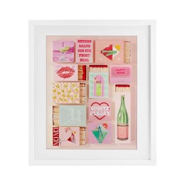 Imagem de Stupell Industries Glam Cocktails Retro Matches Impressão emoldurada branca sob vidro, design por Lil' Rue, 21 x 17
