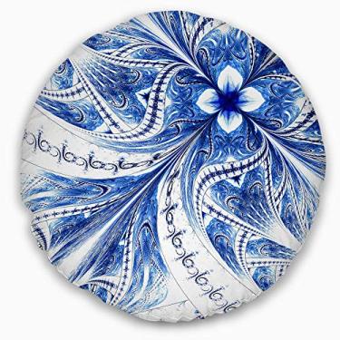 Imagem de Design simétrico ideal azul fractal flor floral sala de estar, sofá, almofada de alta qualidade + capa de almofada impressa em ambos os lados 50 cm