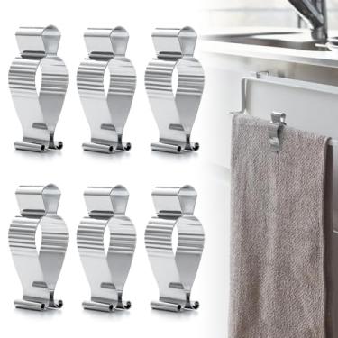 Imagem de Aieve 6 clipes de toalha de aço inoxidável, clipes de toalha de mão para cozinha ou banheiro, clipes de suporte de toalha para toalheiro, alça de forno, máquina de lavar louça, fogão