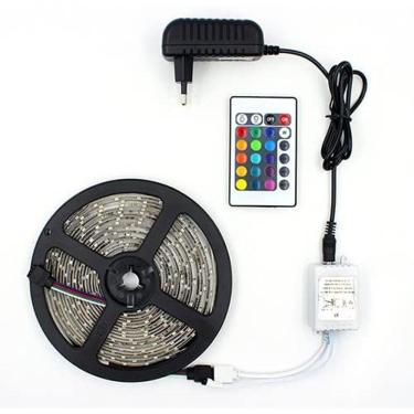 Imagem de Fita Led Rgb 5050 Rolo 5M Com Fonte 12V 5A E Controle Remoto