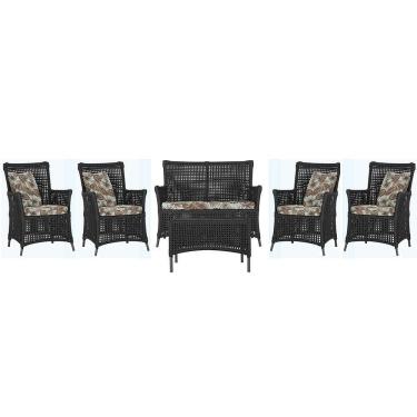 Imagem de Jogo Sofá 4 Poltronas E Mesa Igapó Preta E6 Trama Original Preto