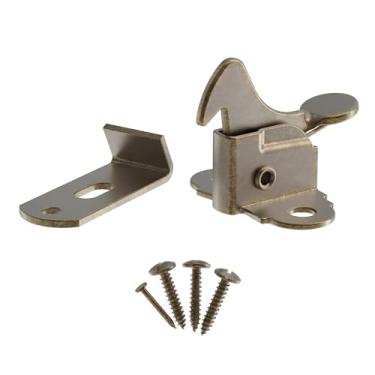 Imagem de Trava de porta de cotovelo de ação de mola banhada em latão antigo - Ferragens para portas, trava de mola para móveis antigos, vintage ou modernos - VL1-SAB