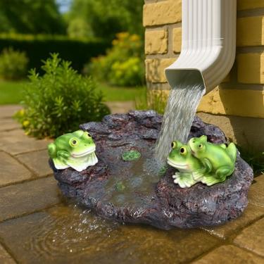 Imagem de DHOBY GHAUT Gutter Splash Block Estátua de sapo decoração de jardim ao ar livre, decorativa de calha de calha de chuva de concreto desviador de bloco de respingos, calha de resina de pedra maior