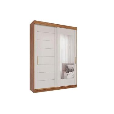Imagem de Guarda Roupa Solteiro 2 Portas De Correr (1 C- Espelho) E 3 Gavetas Liz Cinamomo-off White - Panan