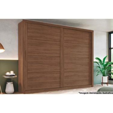 Imagem de Guarda Roupa 2 Portas De Correr E 4 Gavetas Palace Castanho - Henn