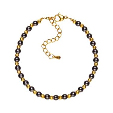 Imagem de ZKJTEARY Pulseira de pedra natural para mulheres, cristal real, citrino, turquesa, pedra da lua, lápis-lazúli, quartzo rosa, ametista e obsidiana, pulseiras elásticas para mulheres, 4mm, Aço