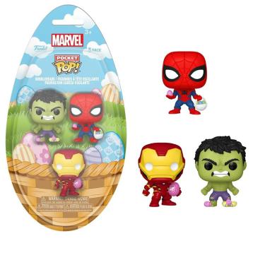 Imagem de Funko Pocket Páscoa Marvel Hulk, Spider-Man, Iron Man 3pack