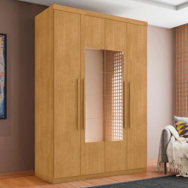 Imagem de Roupeiro Com Espelho E 4 Portas Pituba Naturalle