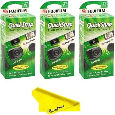 Imagem de Fujifilm Câmera descartável QuickSnap Flash 400 de 35 mm com pano de limpeza de microfibra BuzzPhoto