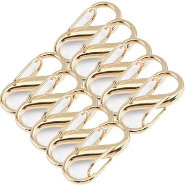 Imagem de 10 peças de mosquetão S, gancho para chaveiro, mosquetão de metal, gancho duplo para acampamento, pesca, caminhadas, esportes ao ar livre - ouro claro