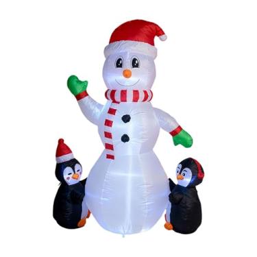 Imagem de Sclmgo Boneco de Neve Inflável com Pinguins para Decoração Interna E Externa com LED Embutido, 1,8 M